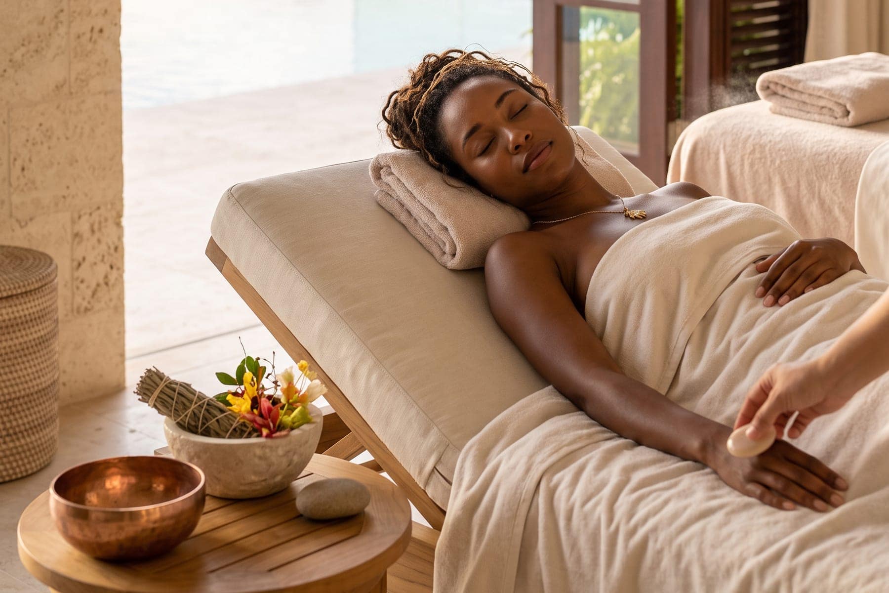 A woman resting during a spa treatment
